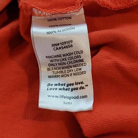 Life is Good Mens Short Sleeve Crewneck T-Shirt Tee Size XL Orange Dad Father - Picture 8 of 9